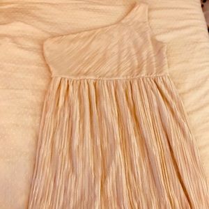 Shimmery champagne One shoulder cocktail dress
